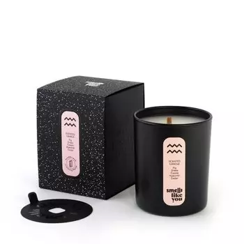 Ароматическая свеча черная Smells Like You "Водолей" зелёный банан и розовый инжир, 225 мл
