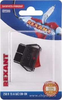 Переключатель Rexant 06-0305-B клавишный 250V 15А (6с) ON-ON красный с подсветкой (RWB-506, SC-767)