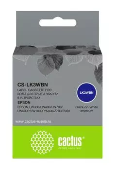 Картридж ленточный Cactus CS-LK3WBN черный для Epson LW300/LW400/LW700/LW600P/LW1000P