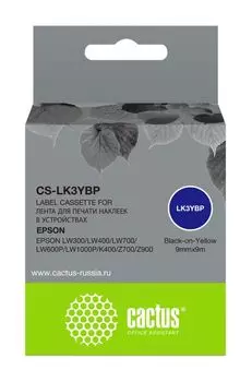 Картридж ленточный Cactus CS-LK3YBP черный для Epson LW300/LW400/LW700/LW600P/LW1000P