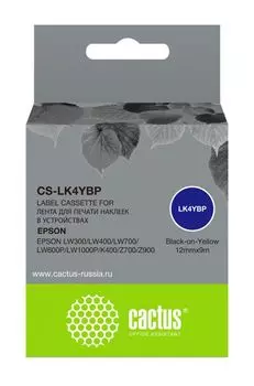 Картридж ленточный Cactus CS-LK4YBP черный для Epson LW300/LW400/LW700/LW600P/LW1000P