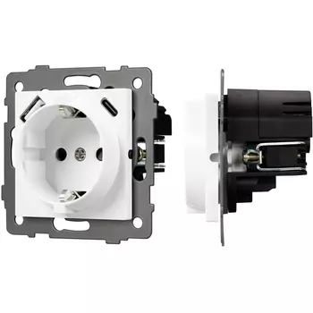 Механизм розетки с USB зарядкой SCT-MUAA-PL-WH-V (250V, 16A) (Arlight) 049818