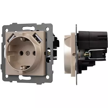 Механизм розетки с USB зарядкой SCT-MUAC-PL-GD-V (250V, 16A) (Arlight) 049832