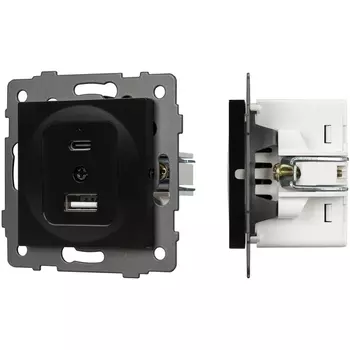 Механизм USB розетки SCT-MUAC-PL-BK-V (5V, 3A, QC4) (Arlight) 049838
