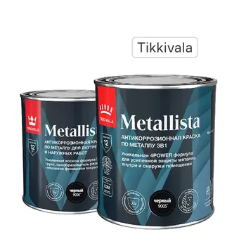 Грунт-эмаль по ржавчине 3 в 1 Tikkurila Metallista гладкая цвет черный 0.8 л