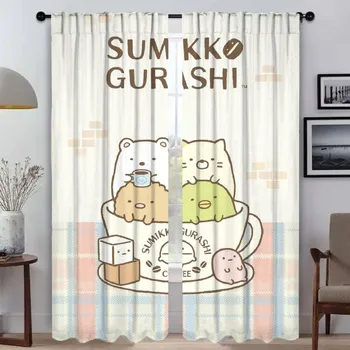Оконная штора для комнаты 2 панели Sumikko Gurashi перегородка шторы детская комната тюль для спальни абажуры украшение на Хэллоуин дом W50xH70cmx2pcs-CL