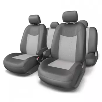 Чехлы на сиденья универсальные экокожа GRAND GND-1305G D.GY/L.GY (M)