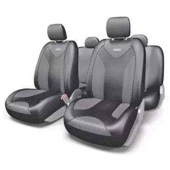 Чехлы на сиденья универсальные экокожа MATRIX MTX-1105G BK/D.GY (M)