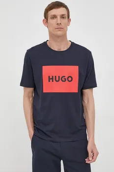 Хлопковая футболка Hugo, темно-синий