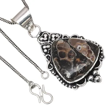 Подвеска Turtella Jasper Gemstone Подарочное серебряное украшение на День святого Валентина 2,25