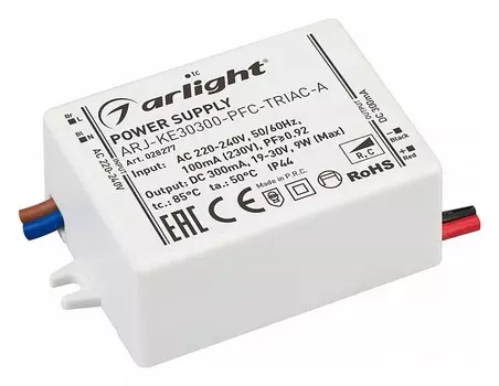 Драйвер Arlight ARJ-KE30300-PFC-Triac-A 19-30V 9W IP44 0,3A 028277