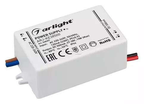 Драйвер Arlight ARJ-KE38500 27-38V 19W IP44 0,5A 028397
