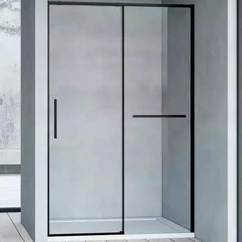 Душевая дверь в нишу Vincea Slim Soft 120 см, профиль черный, стекло прозрачное