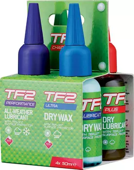 Набор смазок Weldtite TF2 DRY+TF2 WET+TF2 ALL WEATHER+TF2 DRY CHAIN WAX (зеленый 50)