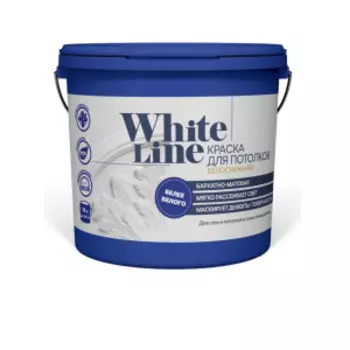 Краска водно-дисперсионная White Line белоснежная для потолков, 3кг