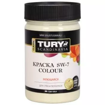 Краска интерьерная Tury SW-7 Color, моющаяся, олива, 0.4 кг, 260 мл