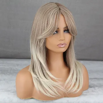 LISI HAIR Длинный золотой парик из синтетического термостойкого волокна с челкой, прямые парики для женщин, повседневная одежда для косплея China