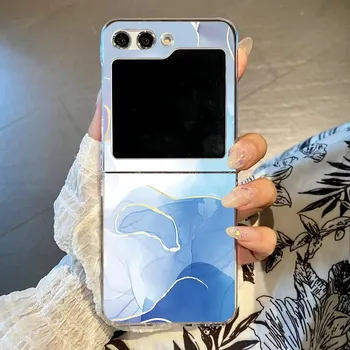 Роскошный цветной мраморный чехол для Samsung Galaxy Z Filp6 Filp5 4 3 Motorola Razr 40 Ultra Hard Pc Phone Covers Samsung Z Filp5 серый