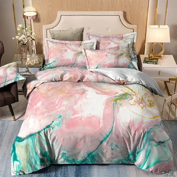 Красочное мраморное одеяло с цветочным принтом Doona, комплект пододеяльников, мягкая кровать, наволочки любого размера Single 135x200cm