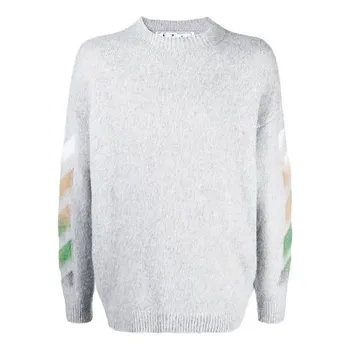 Свитер ss21 logo printing stripe knit gray Off-White, серый