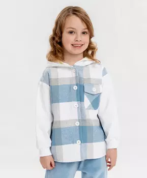 Рубашка с капюшоном в клетку детская Button Blue (128)