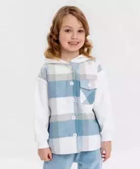 Рубашка с капюшоном в клетку детская Button Blue (104)