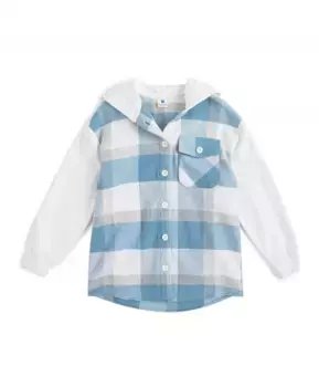 Рубашка с капюшоном в клетку для девочки Button Blue (152)