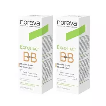 Noreva Комплект Эксфолиак ВВ крем, светлый тон, 2х30 мл (Noreva, Exfoliac)