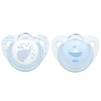 NUK Пустышка ортодонтическая Baby Blue силикон, размер 2 (NUK, Соски-пустышки и аксессуары)
