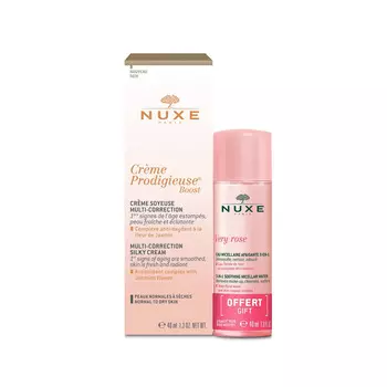 Nuxe Набор: Мультикорректирующий крем для лица Boost, 40 мл + Мицеллярная вода для лица и глаз 3 в 1, 40 мл (Nuxe, Creme Prodigieuse)