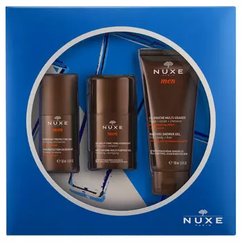 Nuxe Набор Nuxe Men: Увлажняющий гель для лица для мужчин 50 мл + Мужской шариковый дезодорант 24 часа 50 мл + Гель для душа для мужчин 100 мл (Nuxe, Men)