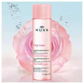 Nuxe Смягчающая мицеллярная вода для лица и глаз 3 в 1, 200 мл (Nuxe, Very Rose)