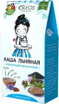 Oleos Каша льняная с расторопшей и черным тмином 40 г х 5 пакет (Oleos, Диетпитание)