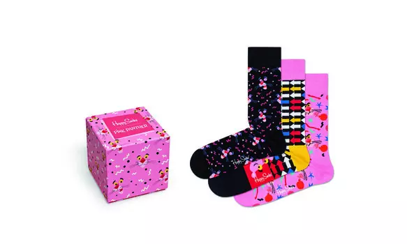 Носки Happy socks 3-Pack Pink Panther Sock Box XPAN08