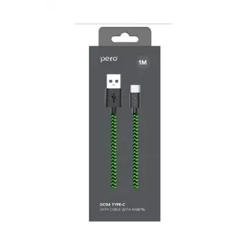 Кабель PERO DC-04 Type-C 3А 1м Green-black (Fast Charge)