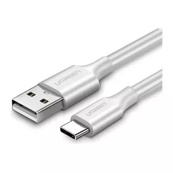 Кабель UGREEN USB A 2.0 - USB C, никелированное покрытие, цвет белый, 1 м (60121)