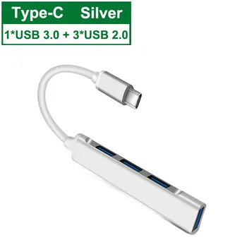 Lightning HUB Type C USB C HUB Высокоскоростной 4-портовый мульти-разветвитель адаптер OTG для iphone HUAWEI Xiaomi Macbook Pro 15 Air Pro аксессуары For USB Port серый
