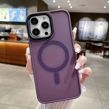 Матовый чехол для телефона с магнитной беспроводной зарядкой для Iphone 14 13 12 11 Pro Max 14pro Max, противоударный бампер, прозрачная силиконовая задняя крышка For iPhone 12