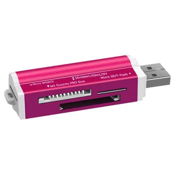 4 в 1 мини-портативный USB-адаптер для чтения карт памяти TF/MS/M2 для компьютера серебряный