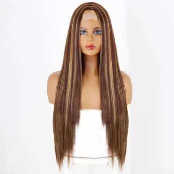 LISI HAIR Женские длинные прямые волосы Синий парик Светло-голубые прямые волосы 30 дюймов Парик с градиентом цвета посередине Косплей Ежедневное использование