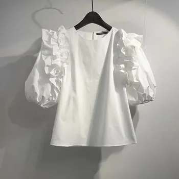 ZANZEA Женская модная блузка-трапеция с круглым вырезом и короткими рукавами S темно-розовый