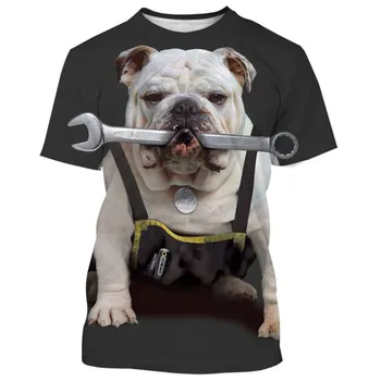 Мужская повседневная футболка Brave Bulldog с 3D-принтом и короткими рукавами, футболка больших размеров с круглым вырезом S