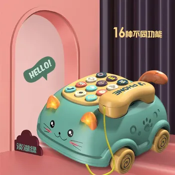 Кошка Тяни Проволоку Тележка для Телефона Детские Игрушки, Многофункциональная Мультяшная Машинка для Младенцев и Детей, Развивающие Игрушки для Раннего Образования