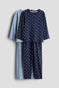 Комплект из 2 пижам из хлопкового джерси H&M, голубой