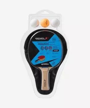 Набор для настольного тенниса Roxel Hobby Progress, 1 ракетка, 3 мяча, чехол