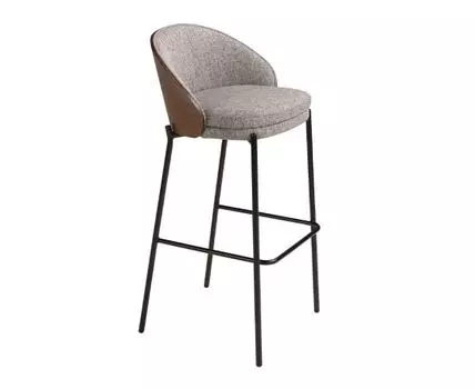 Барный стул 4127/BS-S197 из серой ткани и спинкой из ореха