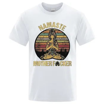 Винтажная забавная футболка Namaste Mother Explicit, мужская футболка, женские хлопковые футболки, топы, свободная одежда больших размеров с короткими рукавами S чёрный