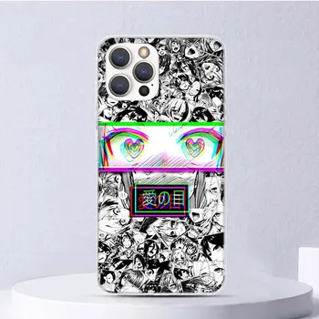 Мягкий чехол Anime Girl Japan Manga Face для iPhone 11 12 13 Mini 14 Pro Max Apple Phone Cover X XS XR SE 7 Plus 8 + 6 6S 5S Funda iPhone 11