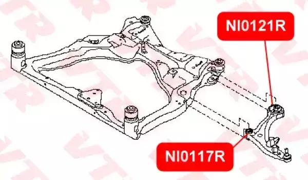 NI0117R Сайлентблок рычага передней подвески, передний VTR