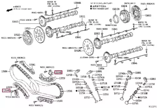 натяжитель цепи ГРМ!\ Toyota Land Cruiser 200, Lexus LX 450D 07-12 1354051020 TOYOTA / LEXUS